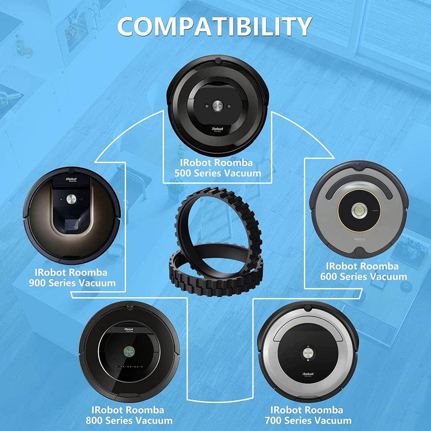 DAMASO - neumatico Sostitutivo Compatibile con iRobot Roomba 9