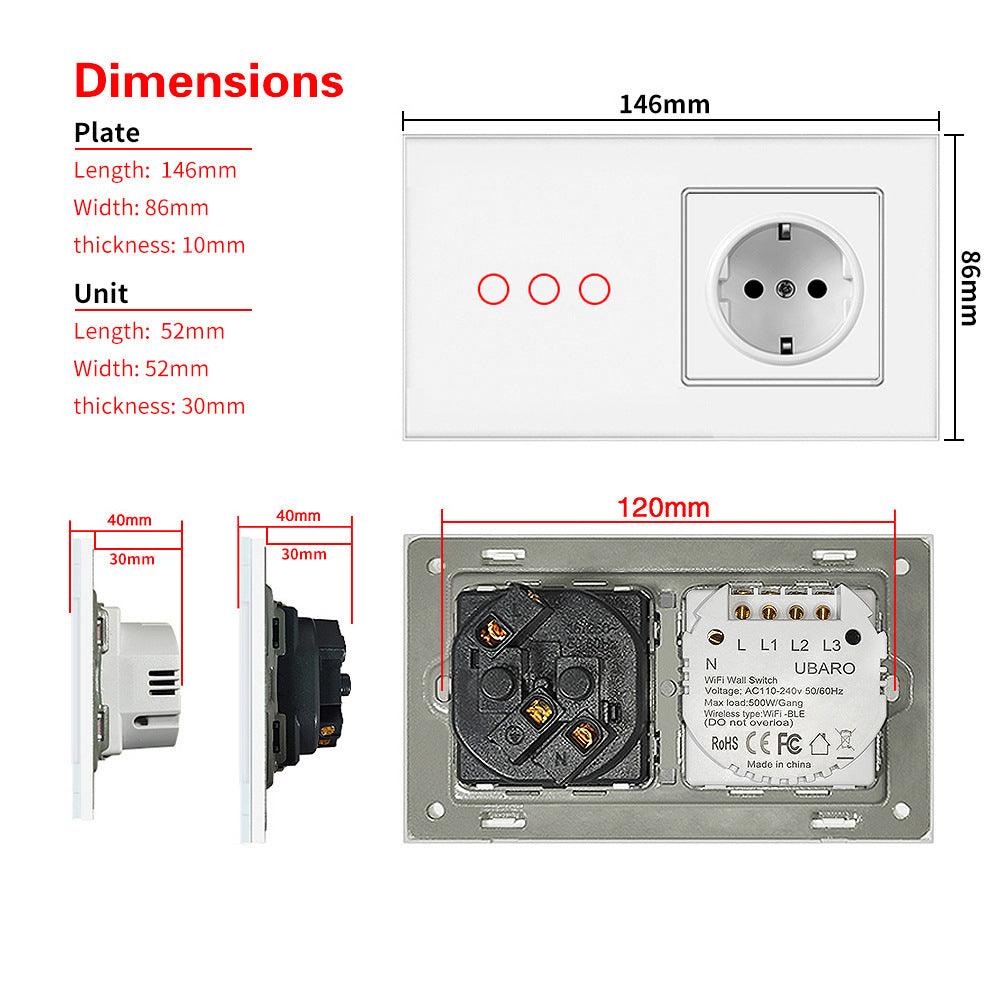 DAMASO - Presa e Interruttore Luce Intelligente Wifi Smart Life Tuya Touch compatibile Con Alexa e Google Home 2