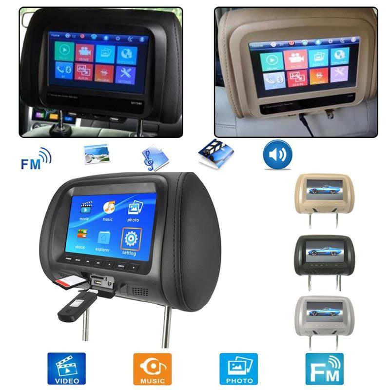 DAMASO - Poggiatesta con Monitor da 7 pollici per auto  lettore USB SD FM 7
